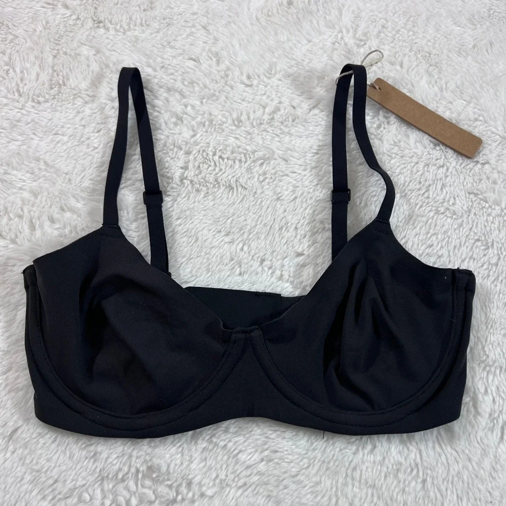 SKIMS‎ Fits Everybody Unlined Underwire Bra Onyx Black BR-UWR-2293 32C NEW - Picture 3 of 10